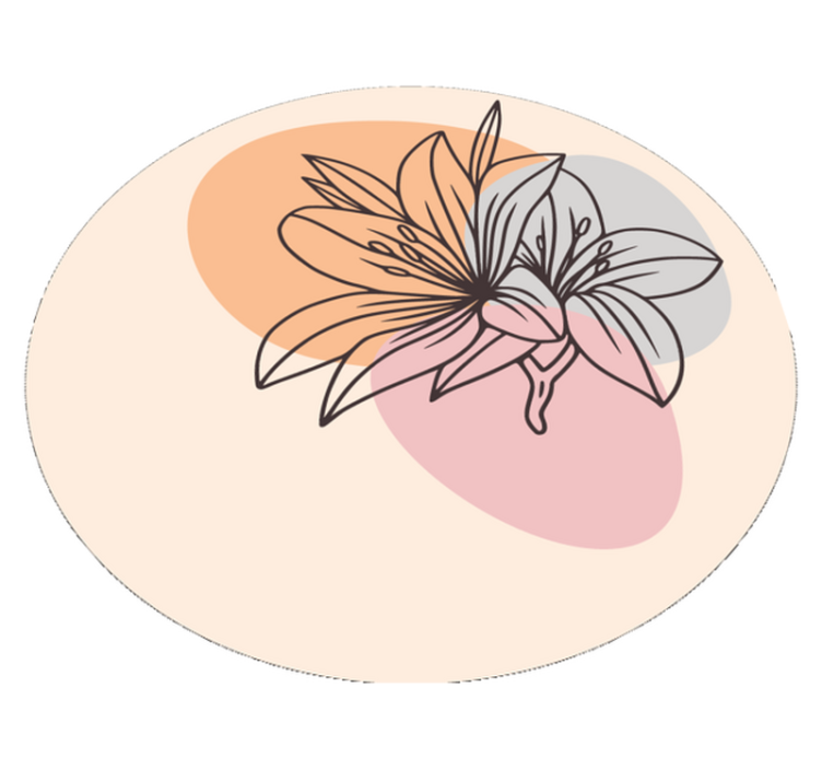 Lelie bloemenaccent vinyl tapijt rond - TenStickers