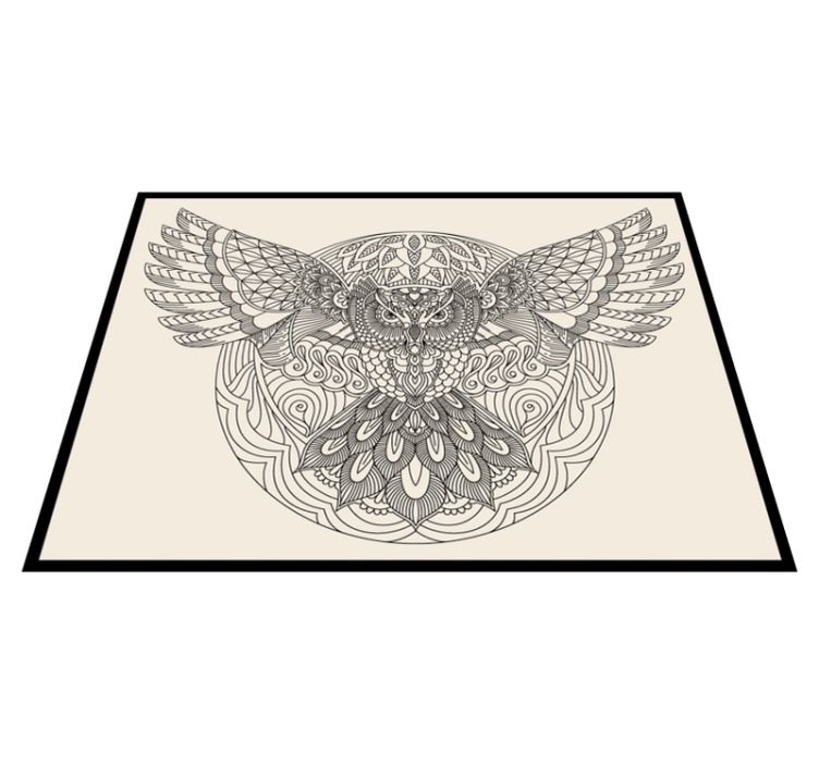 Elegant uilenpatroon vinyl tapijt mandala - TenStickers