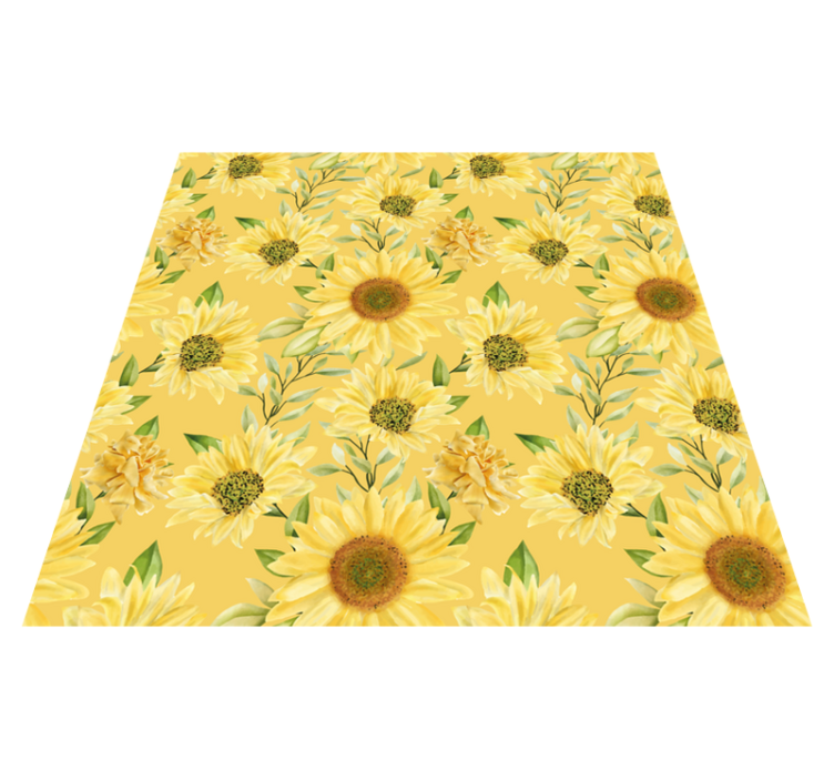Zonnebloem embleem vinyl tapijt bloemen en planten - TenStickers