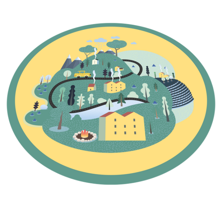 Speelse landschapsreis vinyl tapijt snelwegen - TenStickers