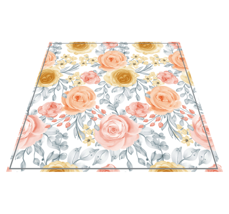 Vinyl tapijt bloemen en planten roze bloemen schatten - TenStickers