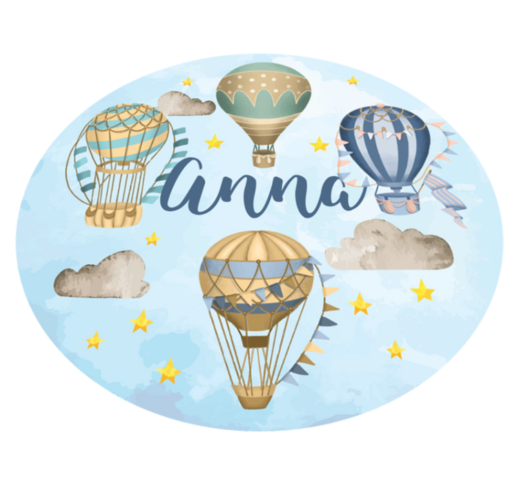 Luchtballon fantasie vinyl tapijt met naam - TenStickers