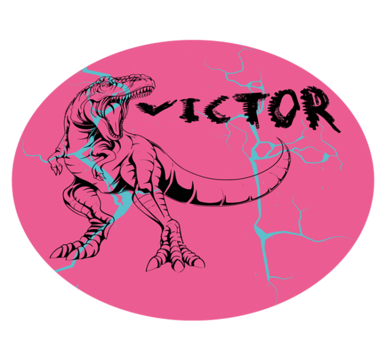 Roze t-rex met naam vinyl tapijt meer kinderen - TenStickers
