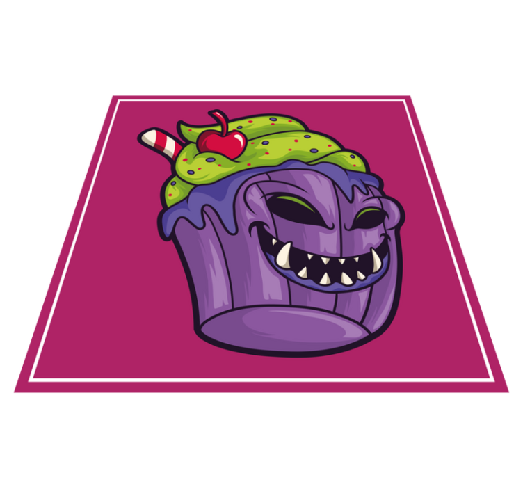 Vraatzuchtig cupcakemonster vinyl tapijt tiener - TenStickers