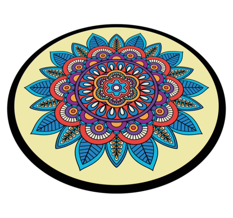 Kleurrijk cirkelvormig motief vinyl tapijt mandala - TenStickers