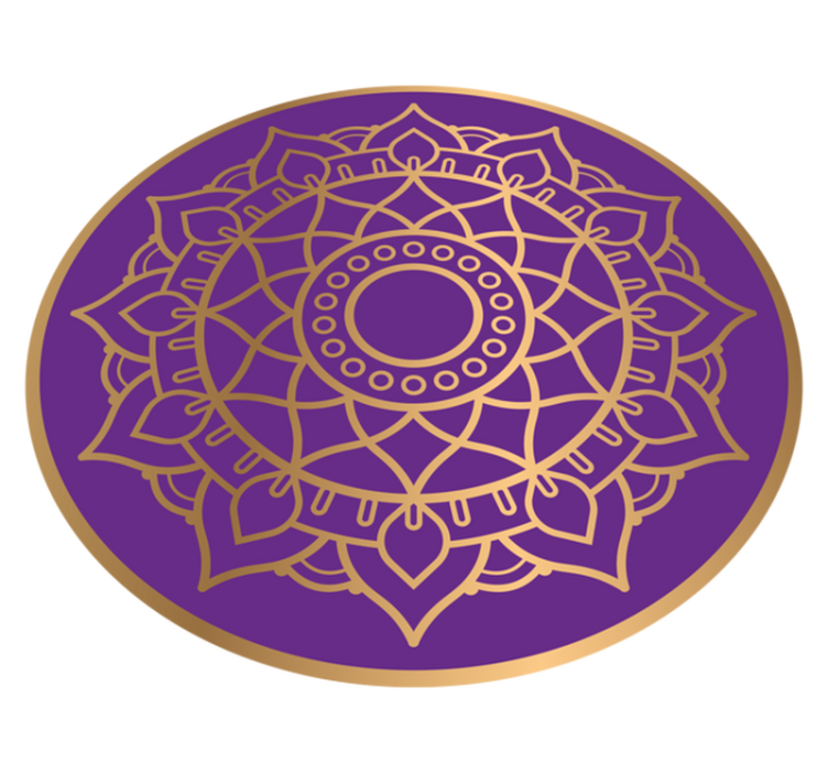 Paars en gouden motief vinyl tapijt mandala - TenStickers