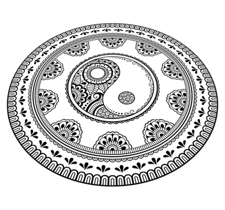 Grijs rond element vinyl tapijt mandala - TenStickers