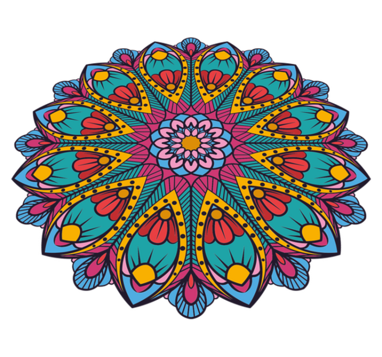 Kleurrijke bloemenillustratie vinyl tapijt mandala - TenStickers