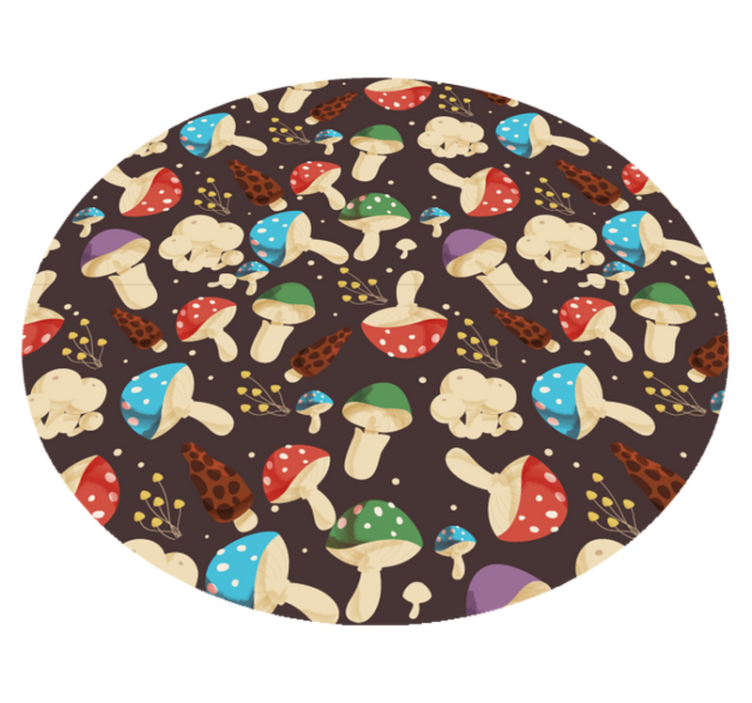 Levendig assortiment paddenstoelen vinyl tapijt rond - TenStickers