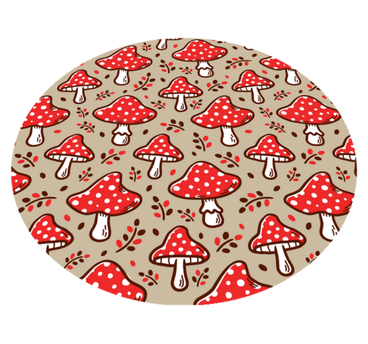 Speels paddenstoelenpatroon vinyl tapijt natuur - TenStickers