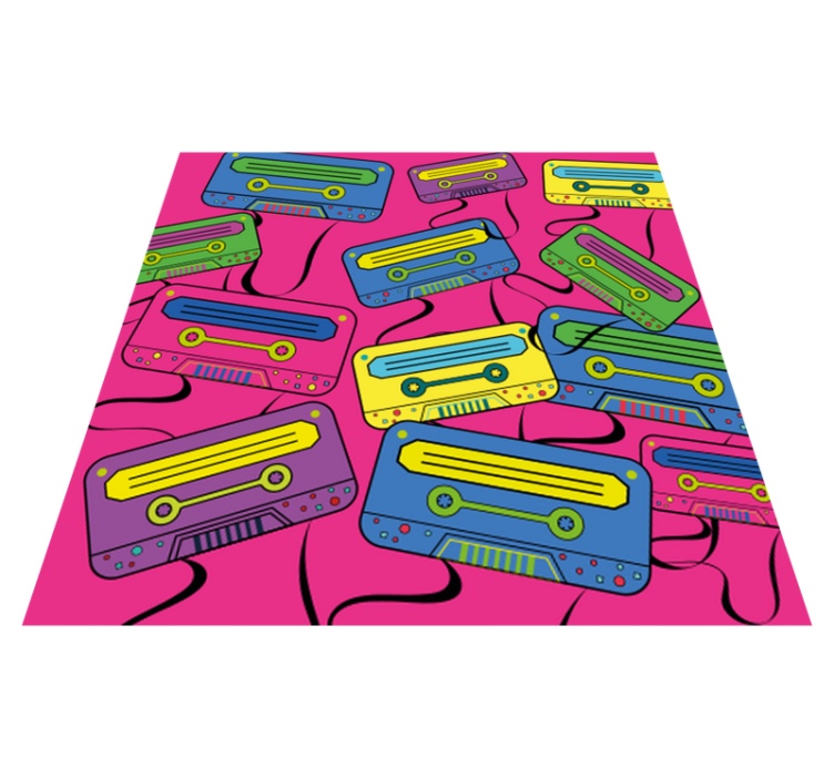 Levendige cassettebandjes vinyl tapijt tiener - TenStickers