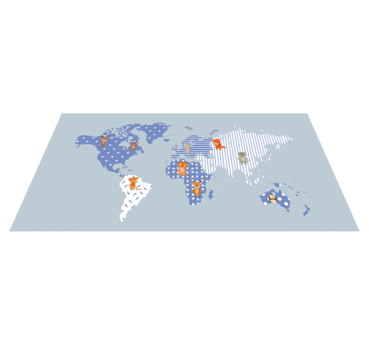 Wereldkaart avontuur vinyl tapijt meer kinderen - TenStickers