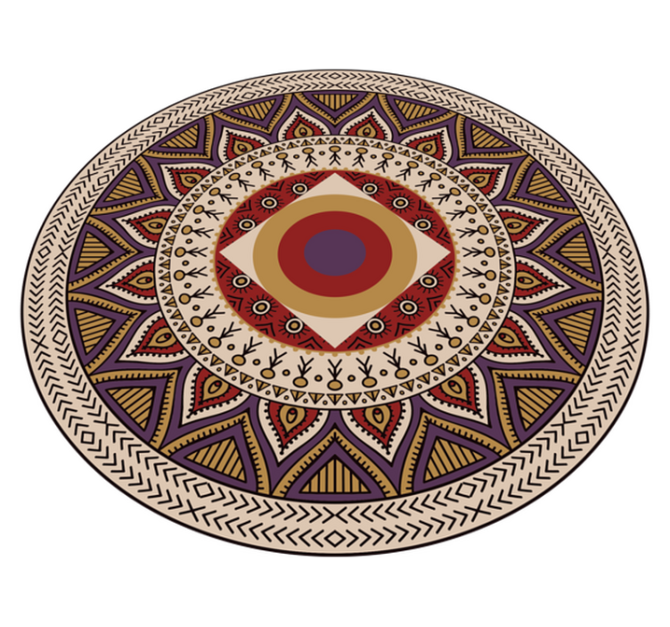 Levendig cirkelvormig patroon vinyl tapijt mandala - TenStickers