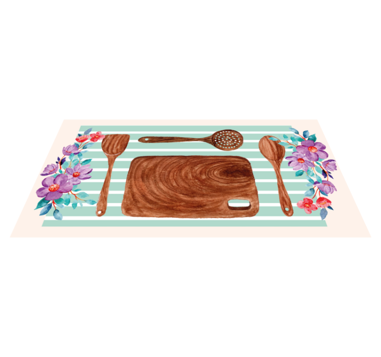 Bloemige keukenaccessoires vinyl tapijt keuken - TenStickers