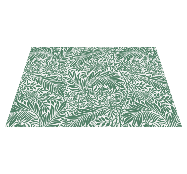 Vinyl tapijt bloemen en planten groene bladeren patroon - TenStickers