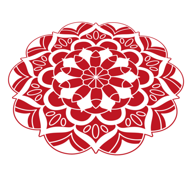 Rood bloemenpatroon vinyl tapijt mandala - TenStickers