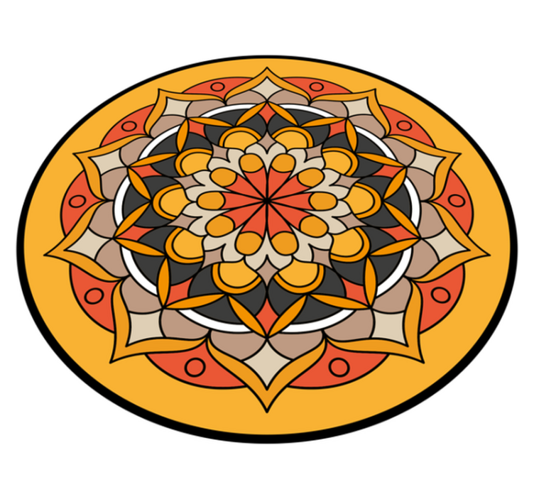 Levendig mandala-element vinyl tapijt rond - TenStickers