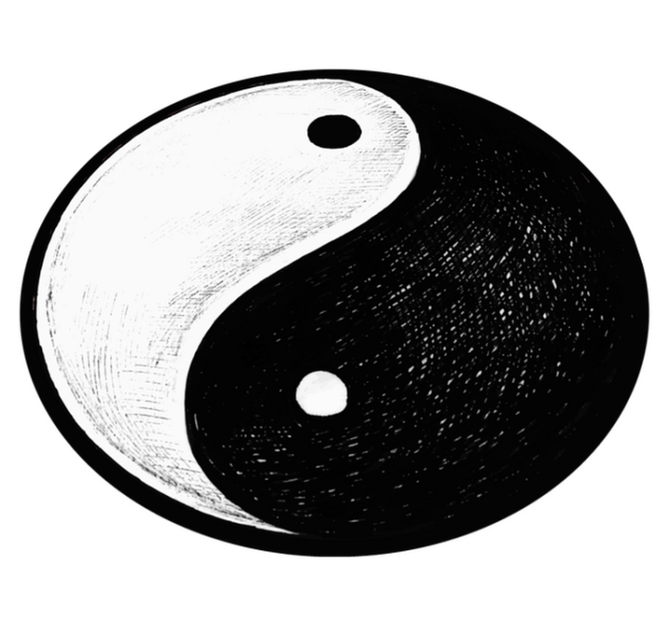 Yin yang-symbool vinyl tapijt rond - TenStickers