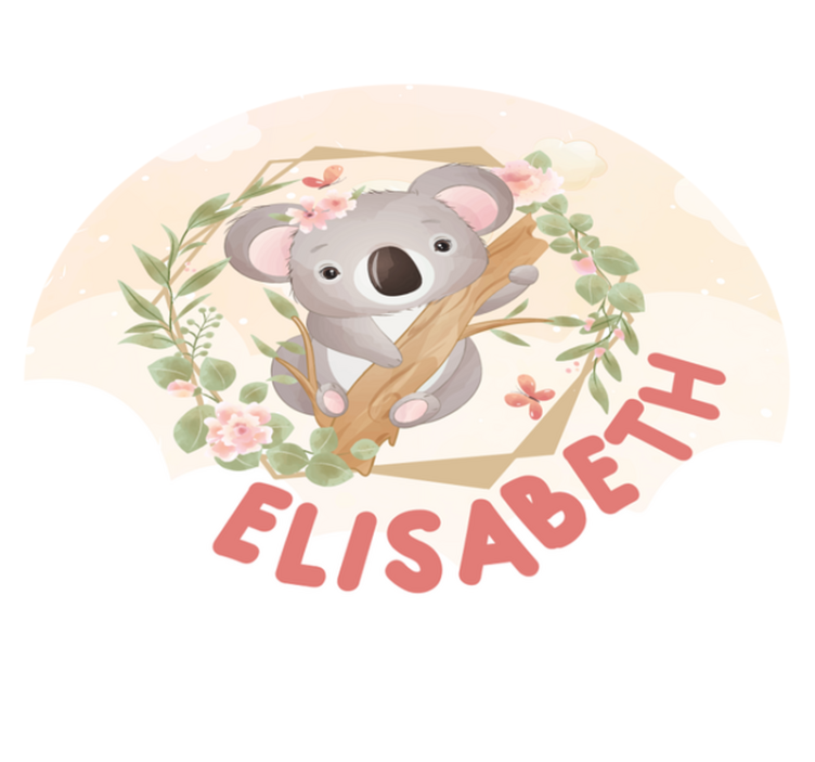 Vinyl tapijt met naam schattige koala kunst - TenStickers
