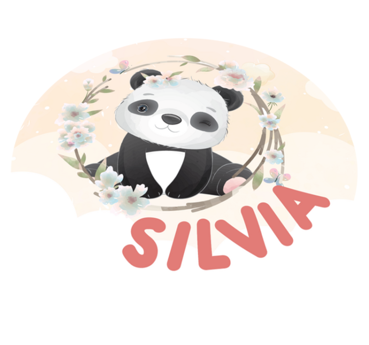 Vinyl tapijt met naam schattige panda kunstwerk - TenStickers