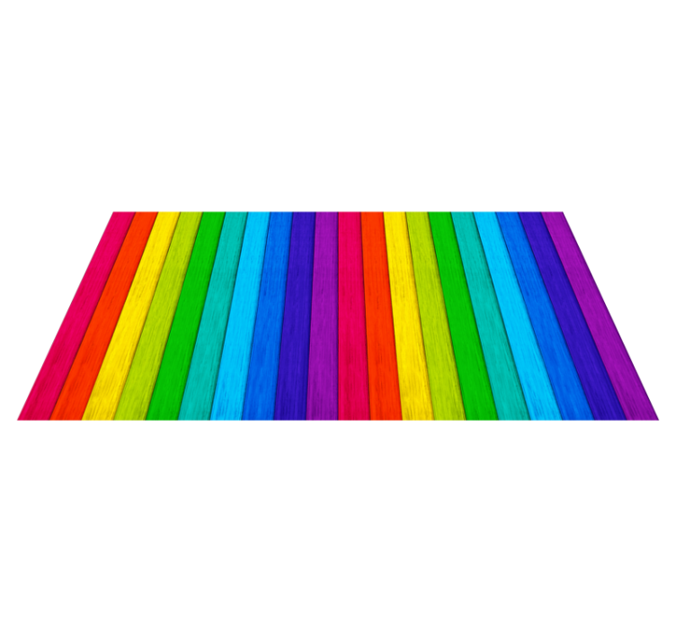 Regenboog gestreepte lay-out vinyl tapijt houtstructuur - TenStickers