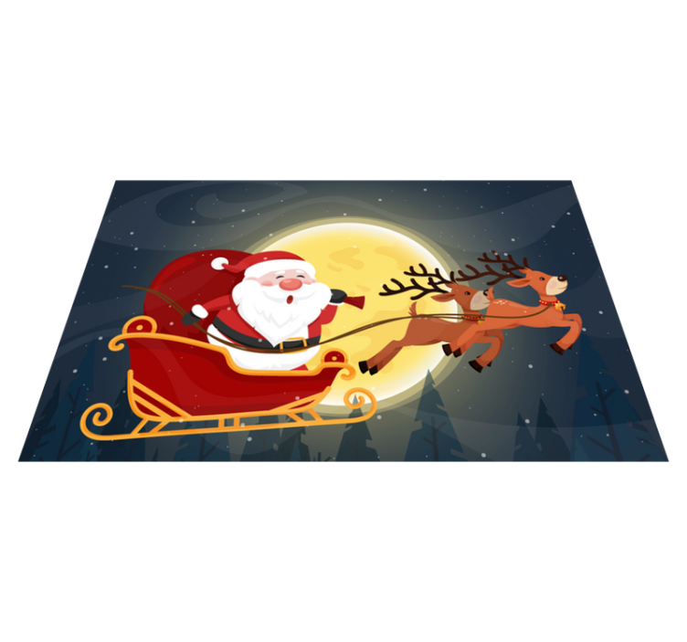 Sleetocht met de kerstman vinyl tapijt kerstmis - TenStickers