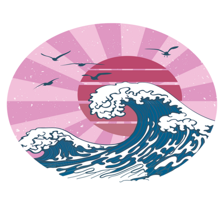 Kanagawa roze golf vinyl tapijt geometrisch Kanagawa roze golf vinyl tapijt geometrisch - TenStickers