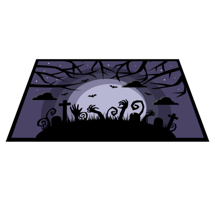 Griezelige begraafplaats scène vinyl tapijt Halloween - TenStickers