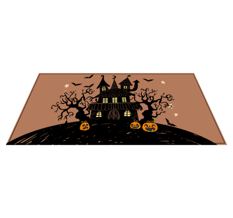 Spookhuis scène vinyl tapijt Halloween - TenStickers