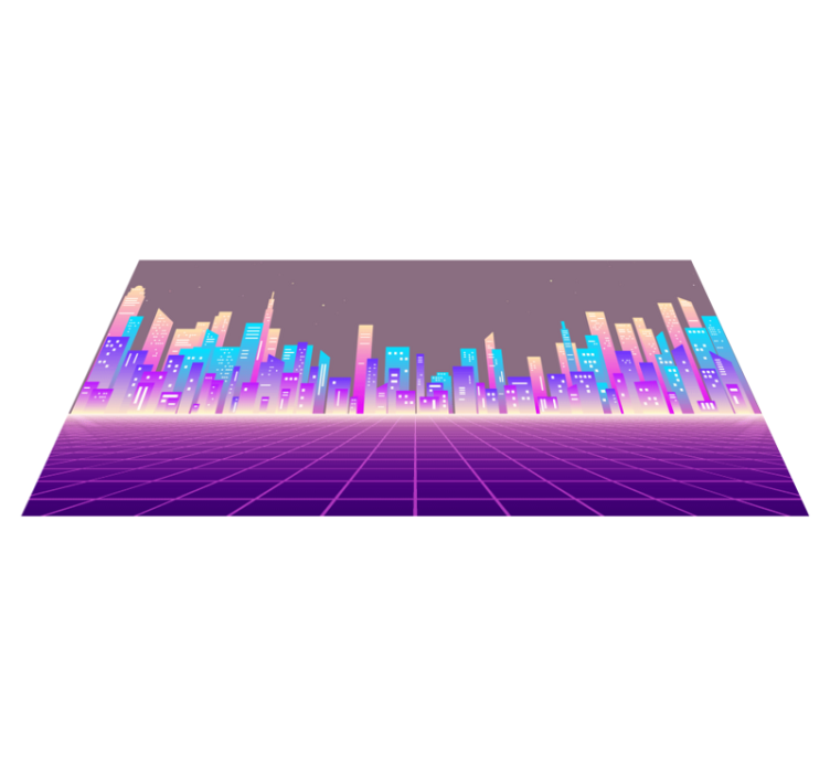 Neon stadsgezicht horizon vinyl tapijt modern - TenStickers