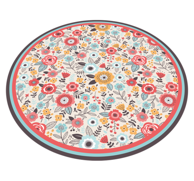 Bloemen cirkelvormig ontwerp vinyl tapijt  - TenStickers