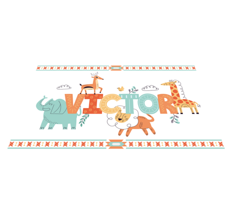 Gepersonaliseerd safarithema vinyl tapijt met naam - TenStickers