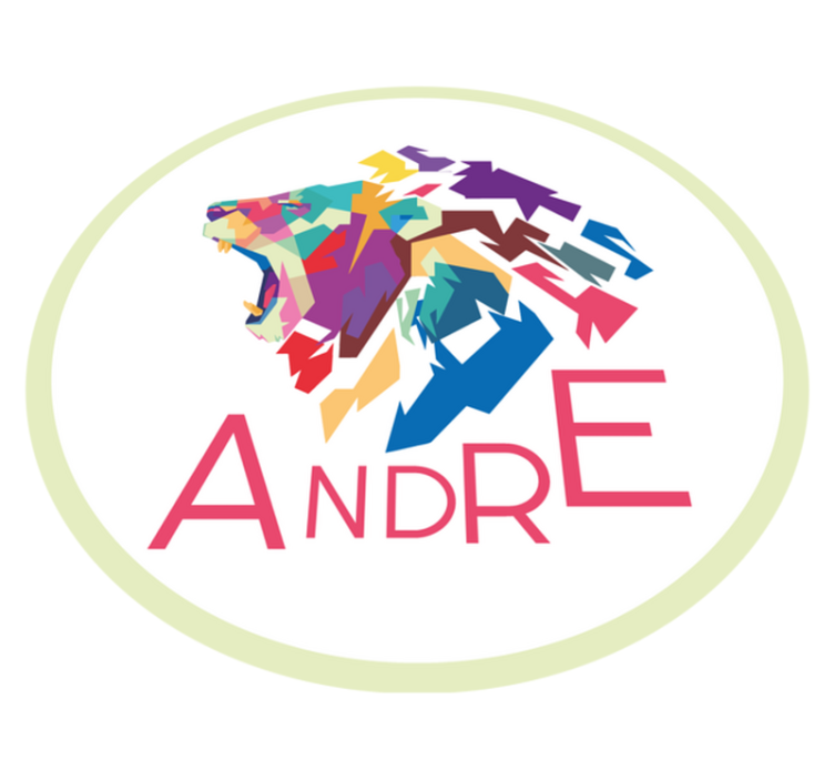 Kleurrijke leeuwpersonalisatie vinyl tapijt met naam - TenStickers