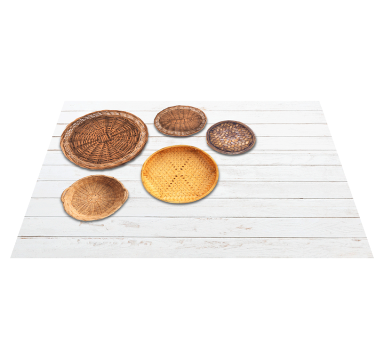 Wicker Manden Houten Textuur Houtstructuur vinyl vloerkleed - TenStickers