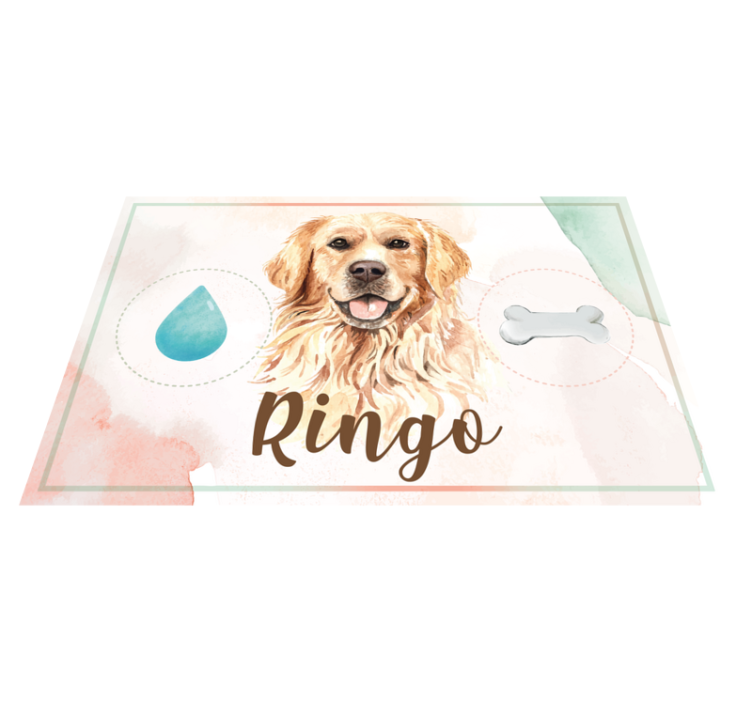 Vinyl tapijt golden retriever water en voer - TenStickers