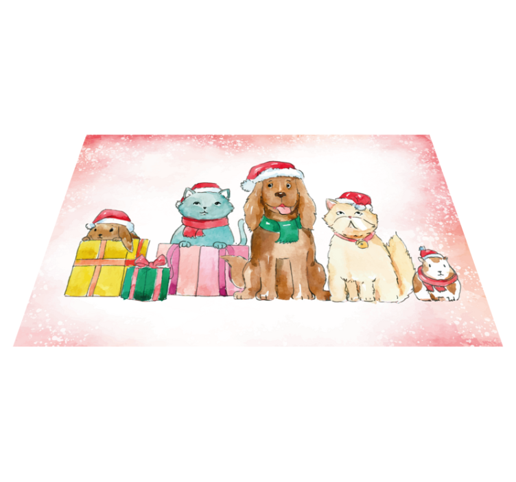 Illustratie dieren kerst thema vinyl tapijt - TenStickers