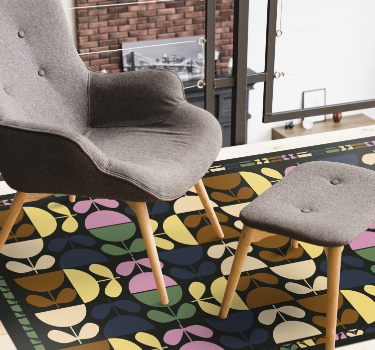 Levendige bladmotieven vinyl tapijt tegels - TenStickers