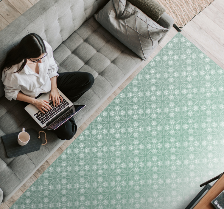 Mintgroene patronen vinyl tapijt slaapkamer - TenStickers