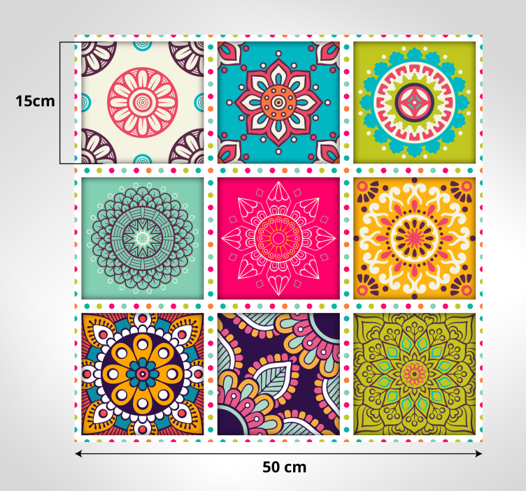 Kleurrijk Mandala Patroon vinyl tapijt - TenStickers