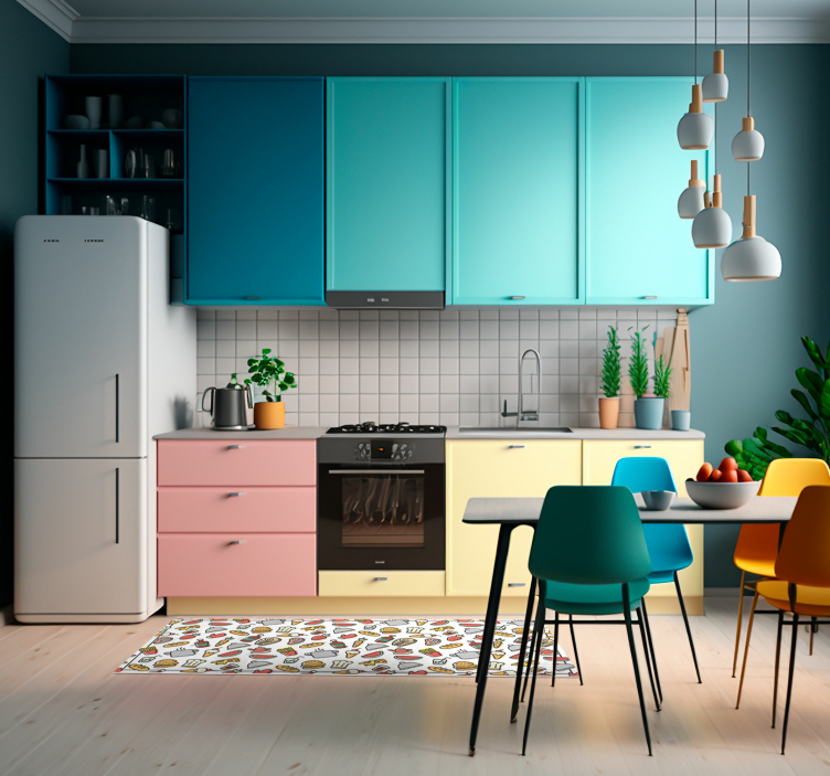 Patroon pictogrammen van eten vinyl tapijt - TenStickers