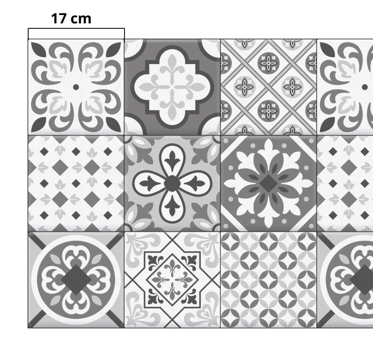 Hydraulische tegels vinyl tapijt grijze kleuren - TenStickers