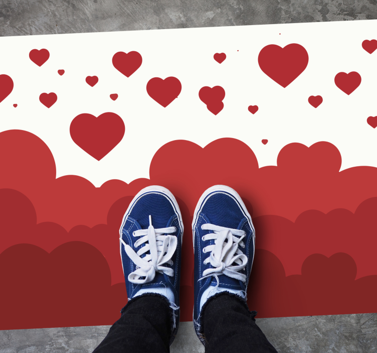 Rode hart wolk patroon slaapkamer vinyl tapijt - TenStickers