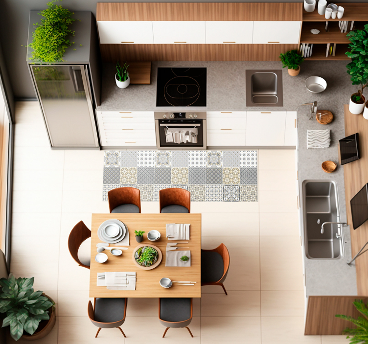 Hydraulische tegels vinyl tapijt Tegeleffect  - TenStickers