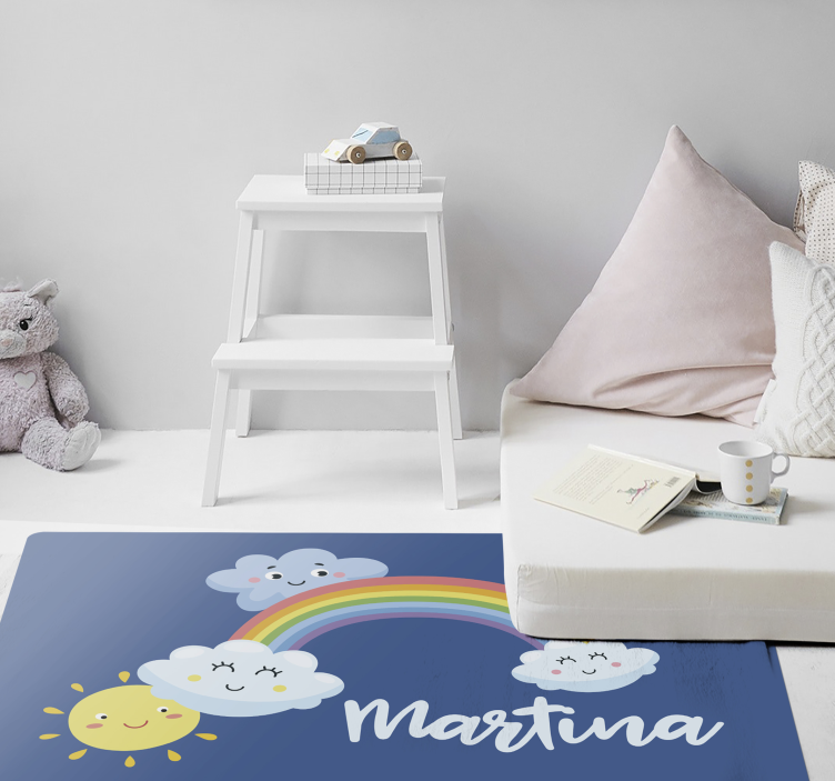 Aangepaste wolken met regenboog vinyl tapijt meer kinderen - TenStickers