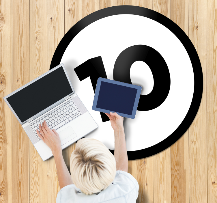 Aanpasbaar Cirkelvormig Nummer vinyl tapijt - TenStickers