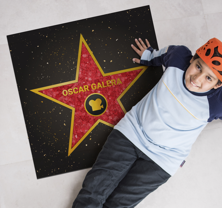 Aanpasbare Hollywood Star vinyl vloerkleed met naam - TenStickers