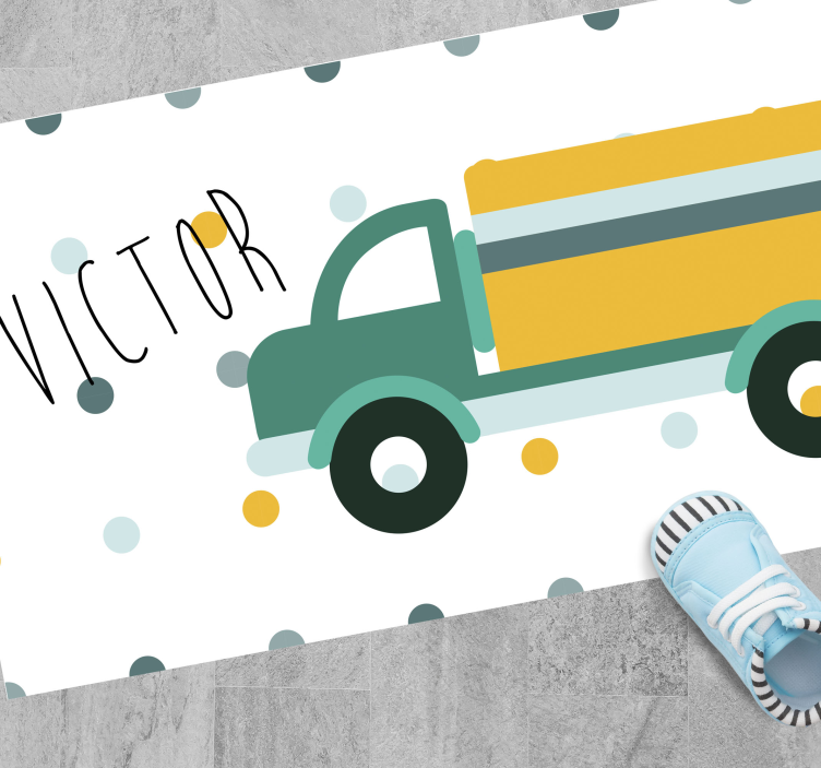Aanpasbare vrachtwagen vinyl tapijt met naam - TenStickers