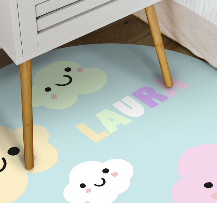 Aanpasbare wolken vinyl tapijt met naam - TenStickers