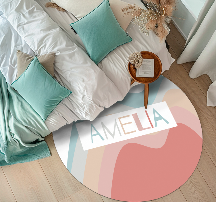 Abstract pastel Vinyl vloerkleed met naam - TenStickers