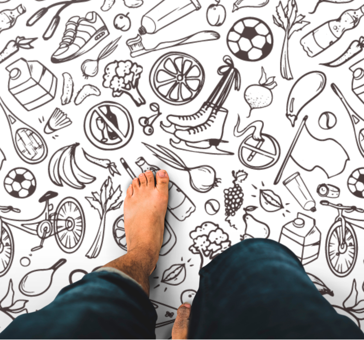 Actieve levensstijl iconen vinyl tapijt meer kinderen - TenStickers